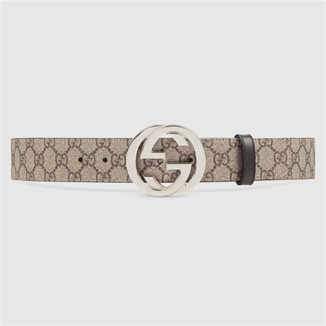 gucci belt 12128209598032|GG Supreme Beige Belt With Silver G Buckle .